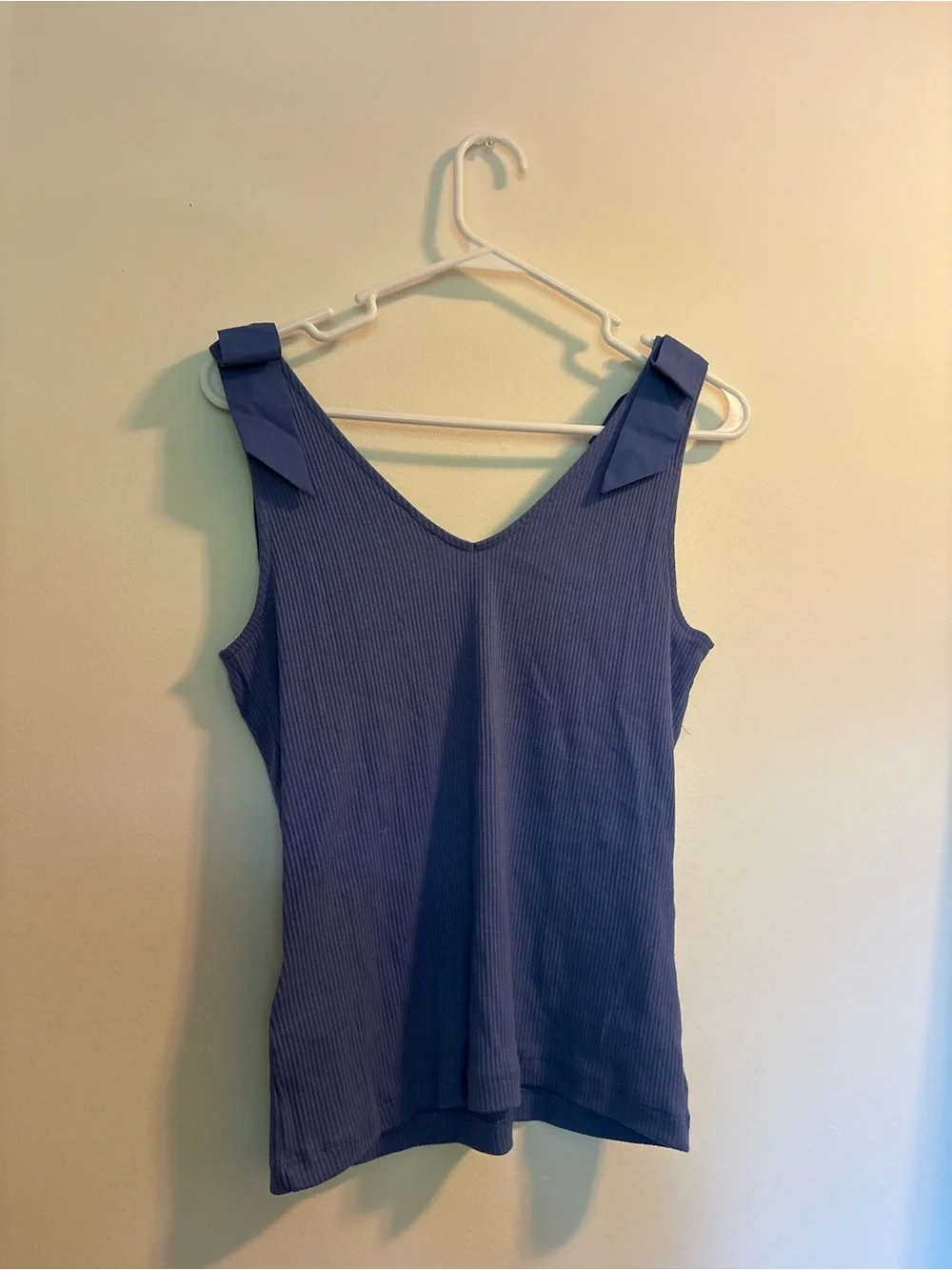 J. Crew Blue Ribbed Tie-Shoulder Tank